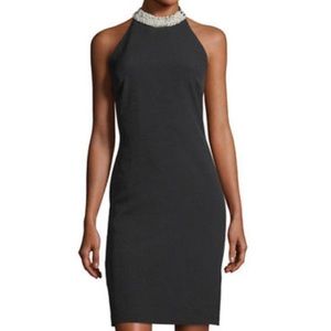** Karl Lagerfeld Pearl Collar Black Sheath Dress